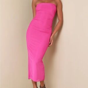 Lulu's Vibrant Pink Strapless Dress
